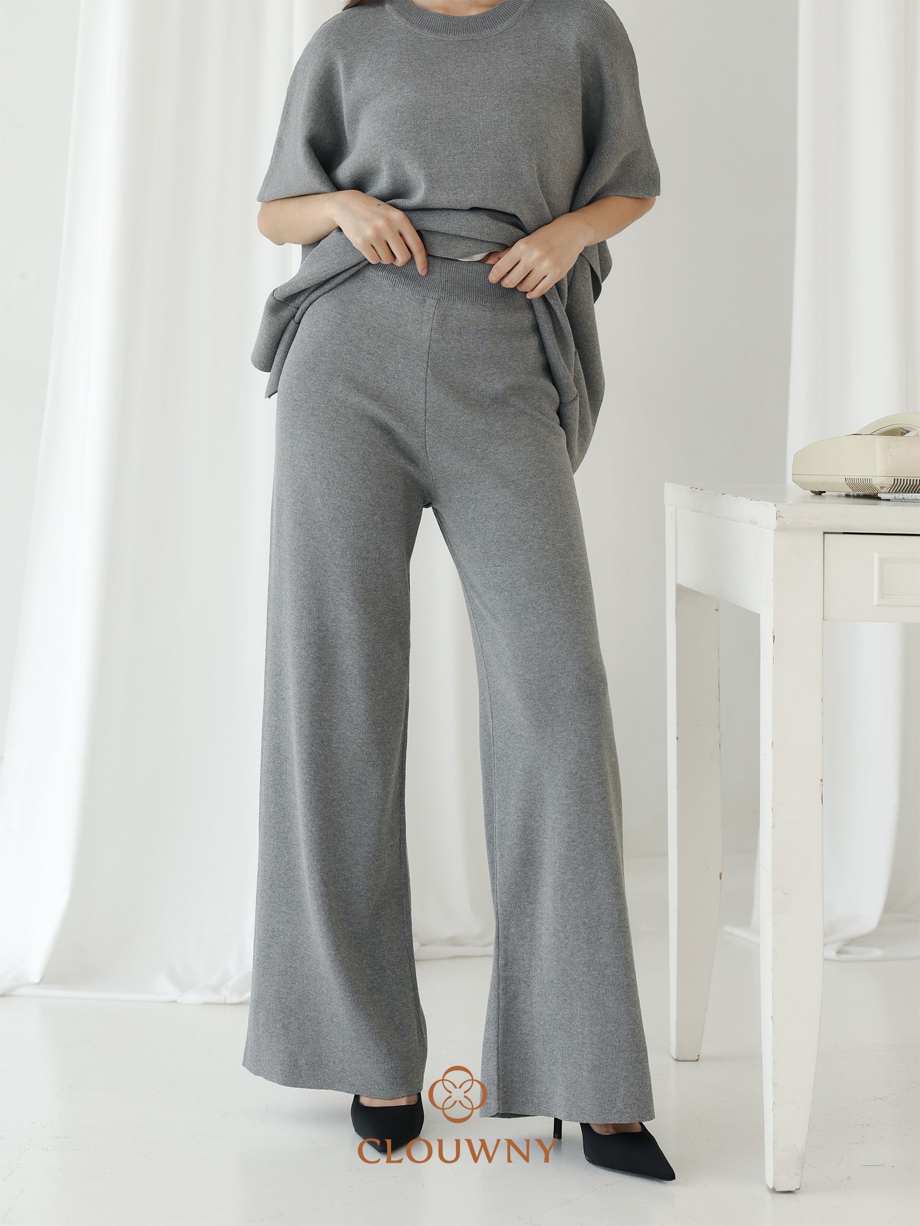Joel Batwing Knit Set - Grey